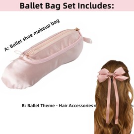 CXYANG Pink Ballet Dance Recital Gifts for Girls Women, Ballet Slipper Shoe Pouch Ballerina Makeup Bag Dancer Stuff (Hair Accessories B)