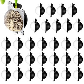 Threehoney 30 Pcs Air Layering Propagation Kit with Zip Ties Reusable Half Black Half Transparent Grafting Ball Air Layering Pods Propagation Box Plant Rooting Grafting Box for Plants, Medium