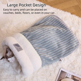 Ryfpdml Cat Sleeping Bag,Cat Sleeping Bag for Indoor Cats, Semi Enclosed Sleeping Bag for Cats 360°Wrap Cat Bed Soft Plush Warm Pet Sleeping Bag for Home Office Chair Car Calendar (C) (Grey)