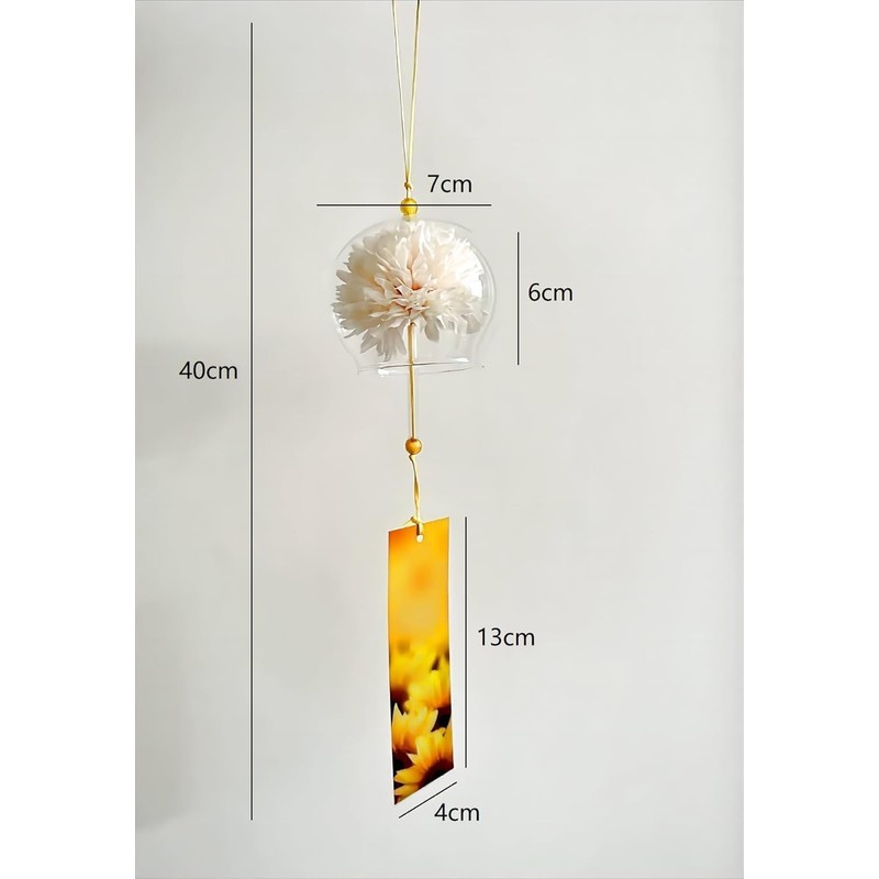 siawadeky 花風鈴 4個セット 可愛い ガラス風鈴 涼しい感じ 夏の風物詩 ウィンドチャイム 澄んだ音 幸運をもたらす