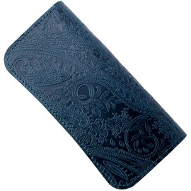 Vincent Crafted, Tochigi Leather, Paisley Long Wallet, NAZARIO Long Wallet, Women's, Men's, Genuine Leather, Wallet, Made in Japan, navy