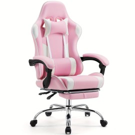 SMUG Ultimate Gaming Throne Ergonomic Computer Chair with Footrest, Adj. 360° Swive - pink