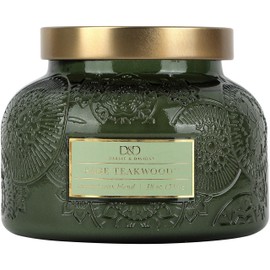 Sage Teakwood Embossed Candle Jar (18 oz) - Refreshing Aroma of Warm sage and Aged Wood - Large Dual Wick Glass Jar Candle for Relaxing