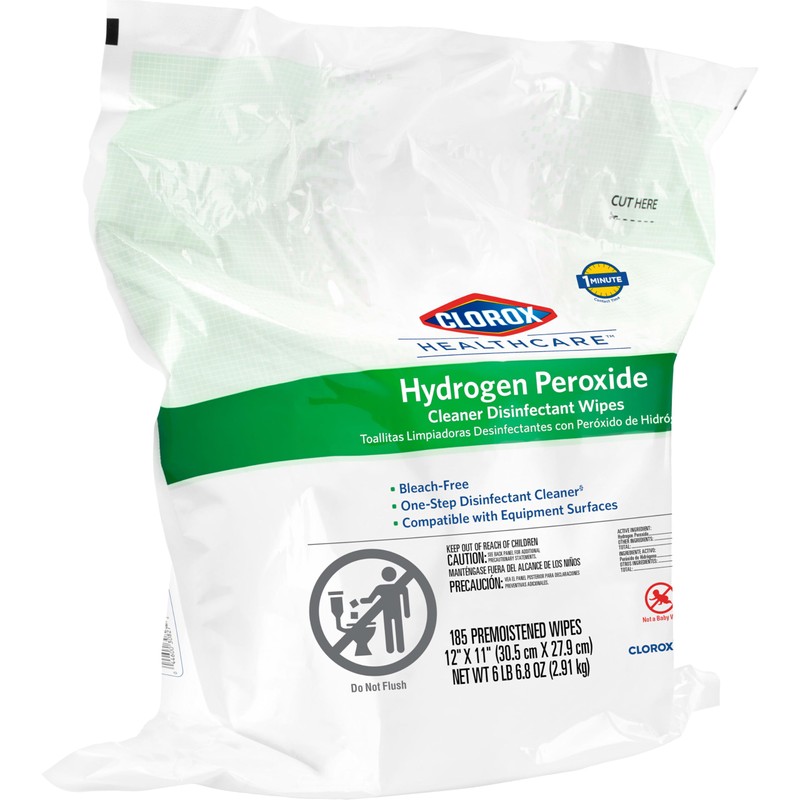 Clorox Healthcare Hydrogen Peroxide Cleaner Disinfectant Wipes, 12" x 11",