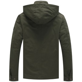 WenVen Men's Canvas Cotton Jacket Hooded Military Utility Jacket (Army Green,M)