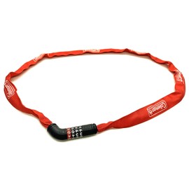 Coleman Bicycle Lock Key 4 Digit Dial Chain Lock with Sleeve Red Length 47.2 inches (120 cm)