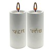 Modern Painted Concrete Set of Candlesticks for Shabbat and Holiday