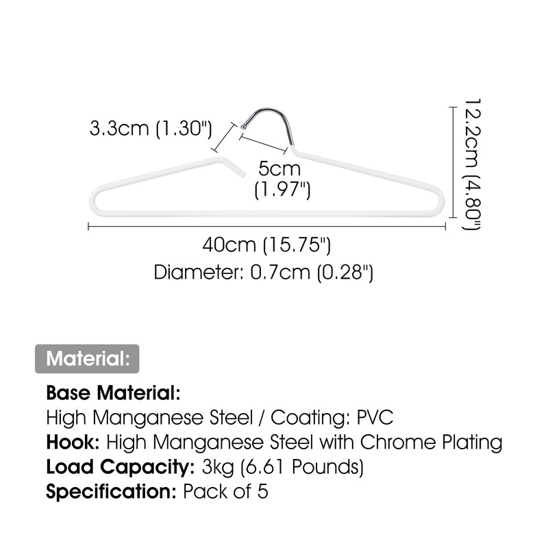 SHIMOYAMA Non-Slip Metal Clothes Hangers - 5 Pack, Space-Saving Short