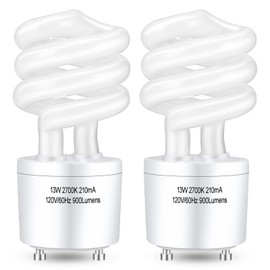 Winkcao CFL Light Bulbs GU24 Base, T3 Spiral 13Watt (60Watt Equ) Soft White 2700K 900lm Compact Fluorescent Light Bulbs, UL Approved, 120v 60Hz, Self Ballasted CFL Bulbs, Pack of 2
