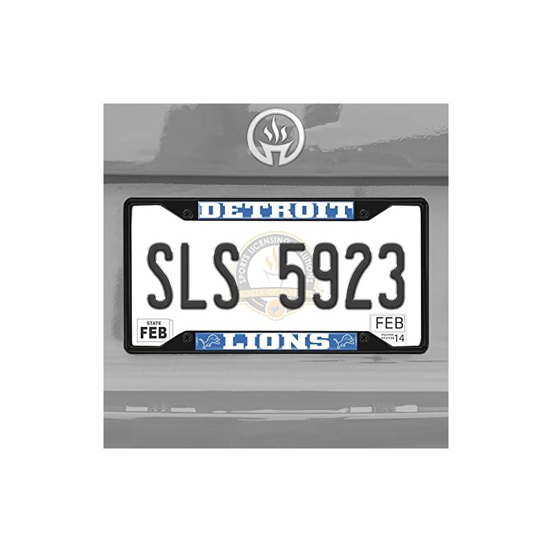 FANMATS 31355 Detroit Lions Metal License Plate Frame Black Finish