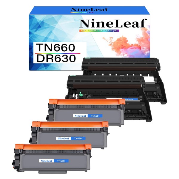 NineLeaf TN660 Toner Cartridge DR630 Drum Unit Set Compatible for