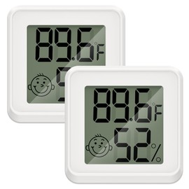 ORIA Mini Digital Thermometer Hygrometer, Pack of 2 LCD Thermo-Hygrometer Indoor with Comfort Indicator, Room Thermometer for Baby Room, Bedroom, Living Room, Office, Greenhouse