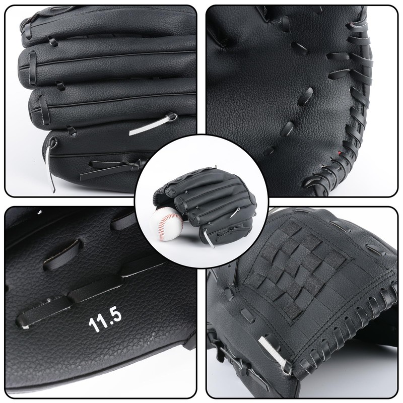 Baseball Glove 11.5 Inch PU Leather Adjustable Comfortable for Right