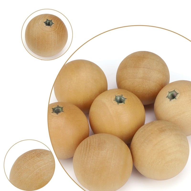 HASLED 20 Wooden Furniture Knobs, Cabinet Knobs with Screws, Smooth
