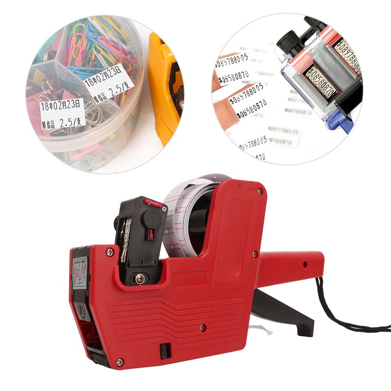 Price Label Gun Small Tag Sticker Maker Machine Red with