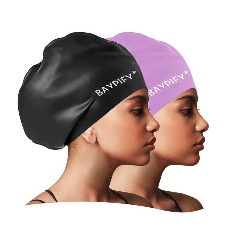 2 Pack Extra Large Swim Cap for Kids Aged 6