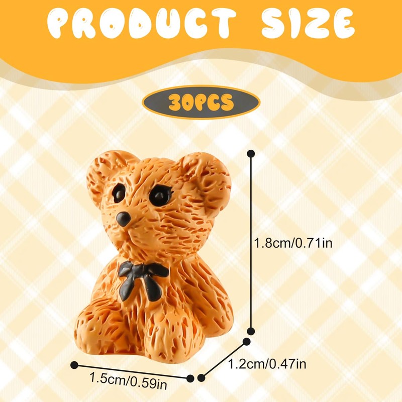 Lotsdonxia 30Pcs Mini Resin Teddy Bears – Tiny Cute Decorations