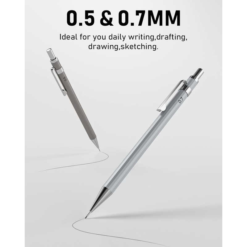 Nicpro 8 Pack 0.5mm & 0.7mm Metal Mechanical Pencil Set,