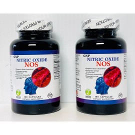 GNP 2 Pack Nitric Oxide NOS 120 capsules For Heart, Energy, Immune System Cells