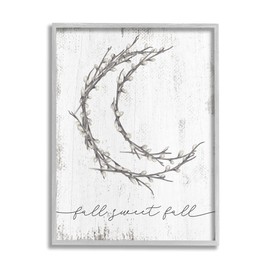 Stupell Industries Sweet Fall Greeting Pussywillow Crescent Moon Grey Framed Wall Art, 24 x 30