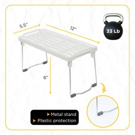 Plastic Kitchen Cabinet Shelf Organizer, Stackable Freezer Rack, Cupboard Box Organizer, Shelf Riser, Usable Storage Rack for Spice, Fridge Shelf Riser, Refrigerator, Pantry (12x5,5 inch),Pack of 4