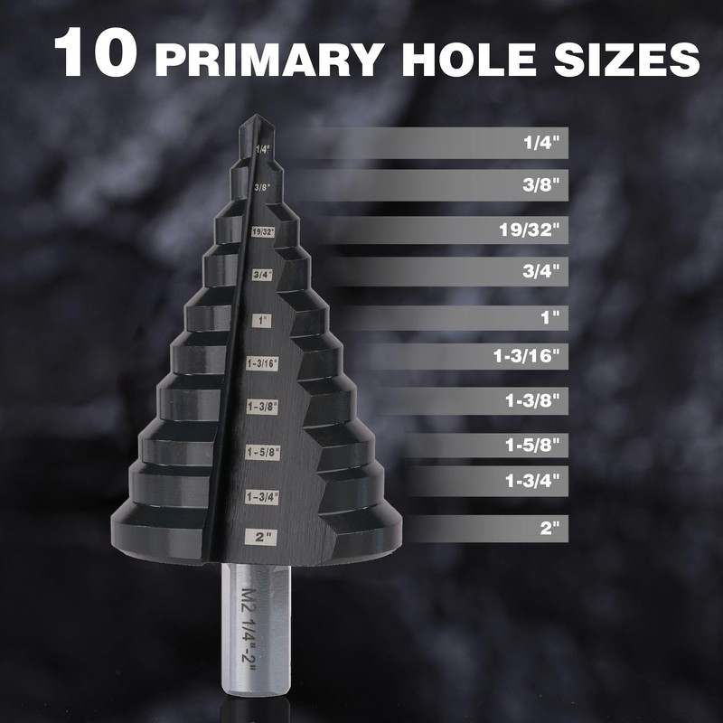 SHARPTOOL 1/4 to 2 Inches M2 HSS Step Drill Bit,