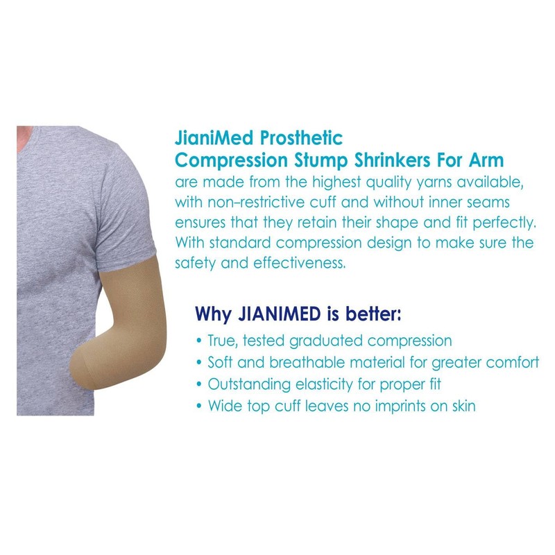 JianiMed Prosthetic Stump Shrinkers for Arm–below Elbow - Short, Compression,