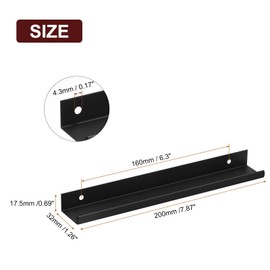 sourcing map Cabinet Finger Edge Pull, 6pcs 200mm/7.87 Aluminum Alloy Back Mount Hidden Cabinet Pulls Concealed Handle for Home Kitchen Drawer Cabinet, Black