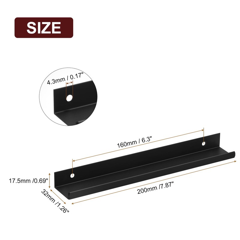 sourcing map Cabinet Finger Edge Pull, 6pcs 200mm/7.87 Aluminum Alloy
