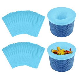 mizikuu Pack of 30 Pool Skimmer Socks, Skimmer Basket, Mesh Nylon Filter Socks, Pool Skimmer Socks, Reusable Swimming Pool Skimmer Socks for Surface Skimmer, Removes Leaves and Dirt, Blue