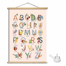 SIRLOMU ABC Poster for Children to Write Learning Alphabet Numbers Poster Letters Basic Letters Gift for Wall Decoration Children's Room for School Nursery Primary School Preschool (30 x 40 cm)