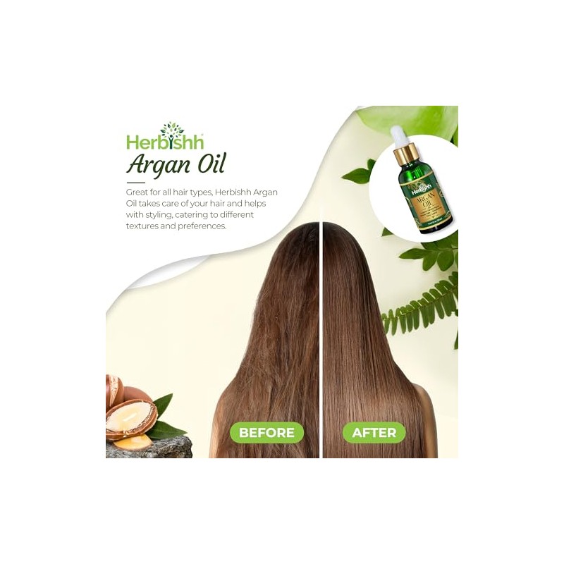 Herbishh Aceite de Argán para el Cabello Tratamiento de Acondicionamiento