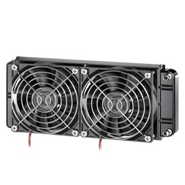 Clyxgs Radiador de refrigeración por agua, 12 tubos de aluminio intercambiador de calor con ventilador para PC, CPU, computadora, sistema de refrigeración por agua, DC12 V, 240 mm, color negro