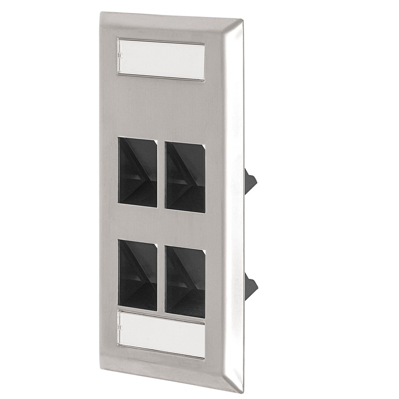 Leviton 43081-1L4 4-Port Angled Stainless Steel QuickPort Single Gang Wallplate