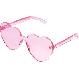 Maxdot Heart Shape Sunglasses Rimless Transparent Heart Glasses Party Favors (Light Pink)