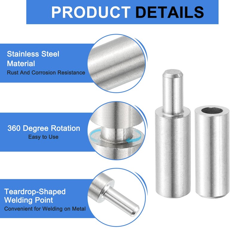QUARKZMAN Pack of 4 Weld-On Hinges 50 x 10 mm