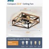 LEDIARY Caged Low Profile Ceiling Fans with Lights and Remote,