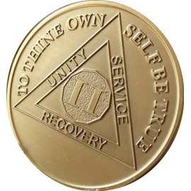 2 Year AA Medallion Large 1.5 Inch Heavy Premium Bronze Sobriety Chip