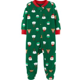 Carter's Holiday-Print Footed Pajamas, Green - 4T