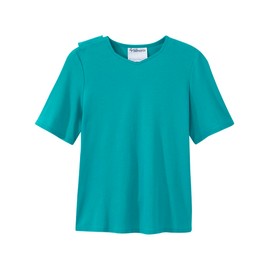 Women’s Open-Back Adaptive Solid Color Diamond T-Shirt - Teal Blue 2XL