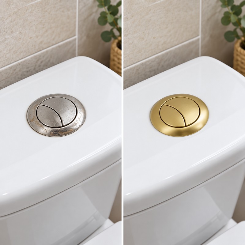 38mm Brushed Gold Dual Flush Toilet Cistern Button – ABS
