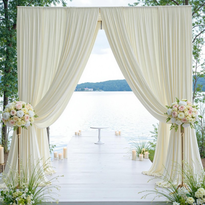 10×12ft Wrinkle Free Ivory Backdrop Curtain for Wedding Parties, 2