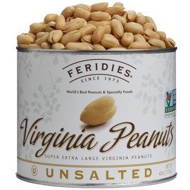 FERIDIES Super Extra Large Unsalted Virginia Peanuts - 18oz Can