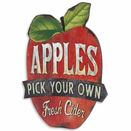 Open Road Brands Pick Your Own Apples Vintage Metal Sign for Kitchen, Dining Room, or Garden Shed