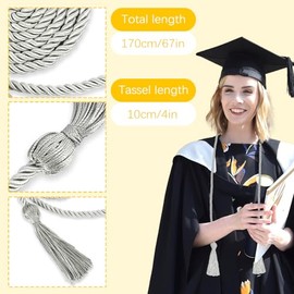 8pcs Honor Cords Graduation Cords 2025 Silver Honors Cords for Graduation Graduation Ropes Honors Cords Graduation Accessories 67" Long Braided Cords for 2025 Graduation Decorations Bachelor Gown
