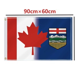 60×90 CM Canada Alberta Combo Flag,2×3 FT Canadian Albertan Friendship Decor,Double Side Digital Printed 150D Polyester Banner With Canvas Header Brass Grommet