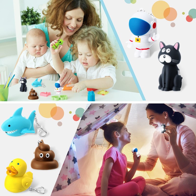 Newtay 6 Pcs Nurse Animal Flashlight Keychain Pediatric Nurse Flashlight