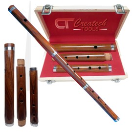 Traditional Irish Wooden "D" Flute with Hard Wood Case - Rosewood, 3-Part, 23" long