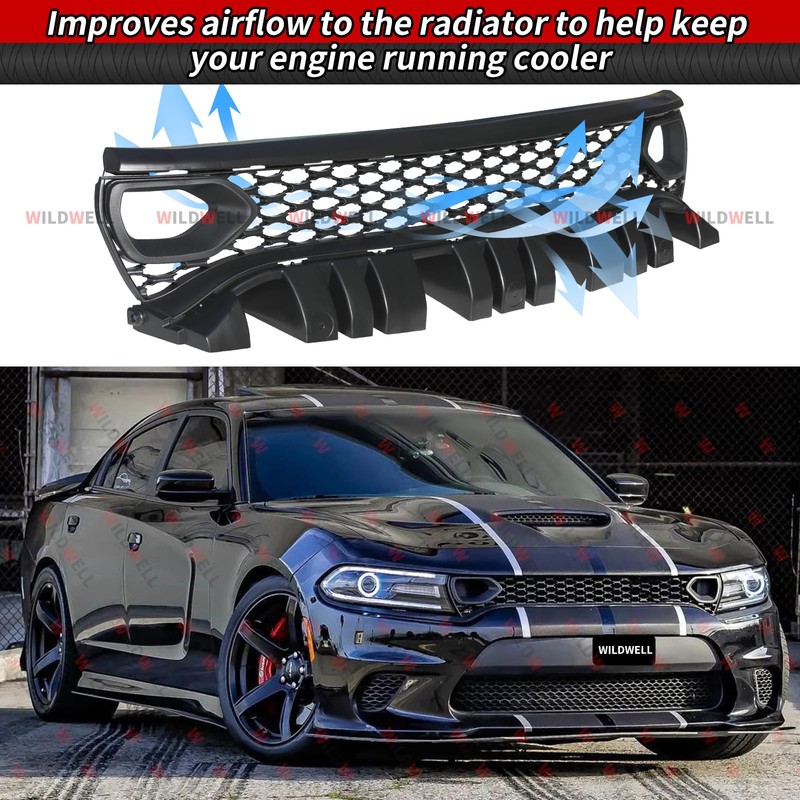 WildWell Front Bumper Grille For 2015-2024 Dodge Charger SRT Scat
