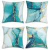Bonhause Turquoise Marble Throw Pillow Covers 16x16 Inch Set of